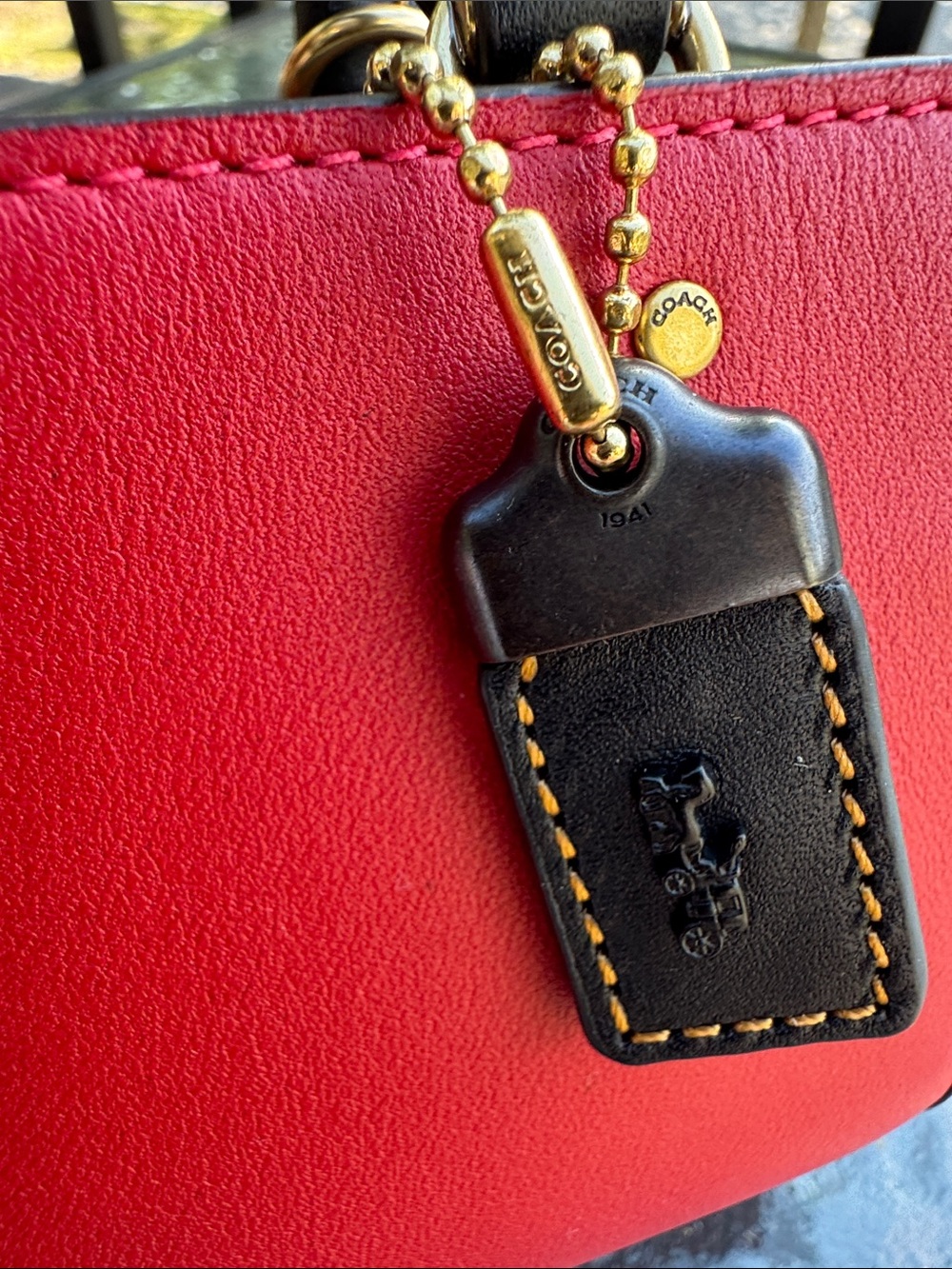 COACH Rogue 12 (tiny) in Glovetanned SMOOTH Brick Red Colorblock NEW, NWOT - Picture 5 of 13